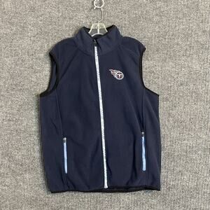 NFL Team Apparel Mens Tn Titans Fleece Vest Size Medium Blue Zip Up Pockets